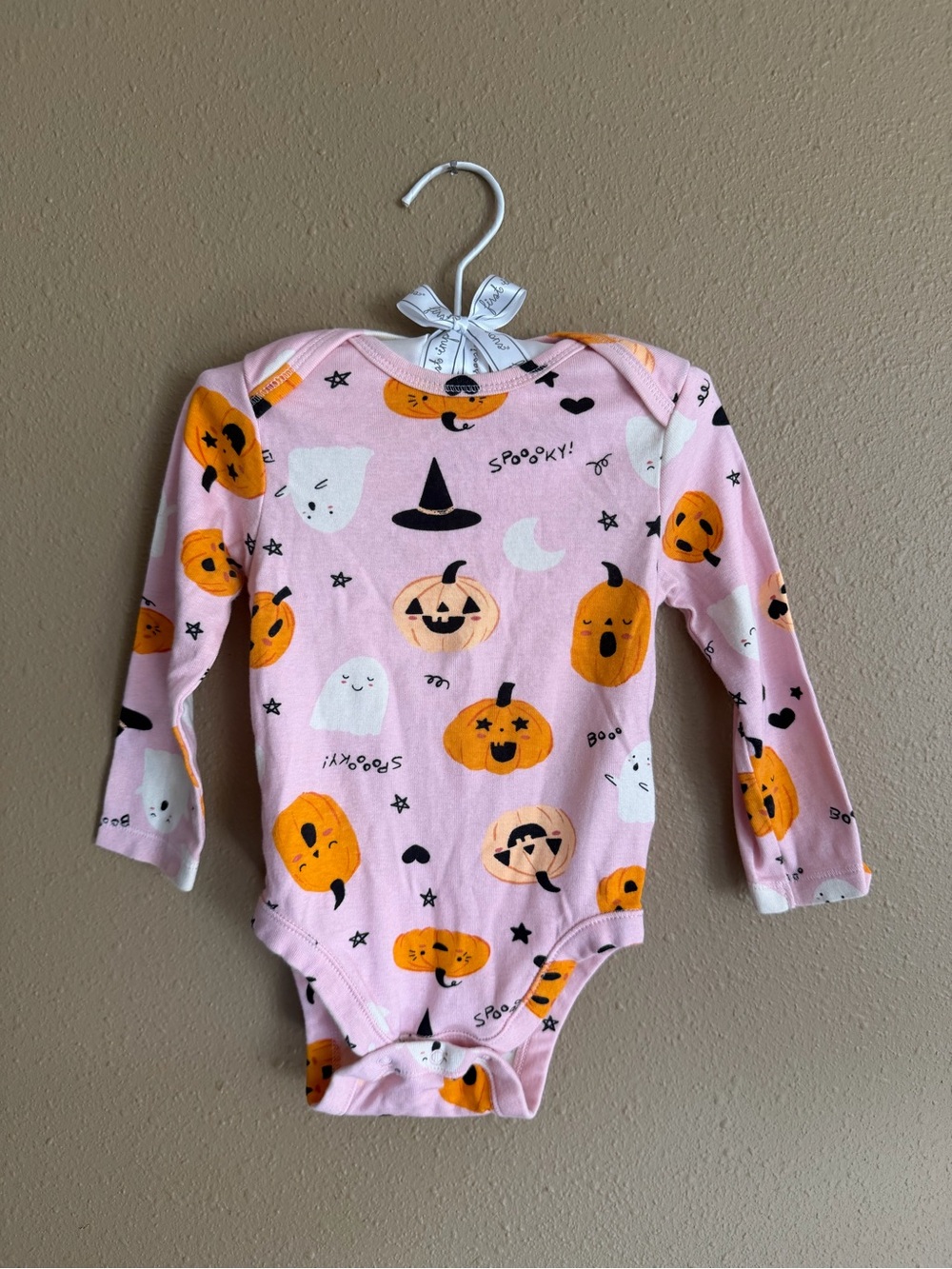 Old Navy Pink Halloween Pumpkin & Ghost Long-Sleeve Baby One-Piece